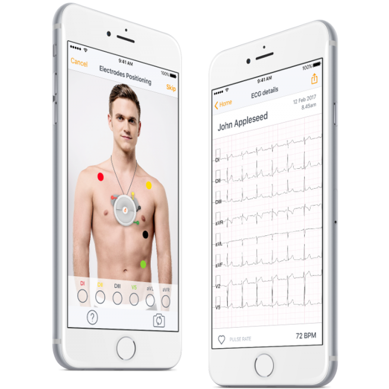 DHeart Portable 12Lead Smartphone ECG EKG Bluetooth Heart Rate